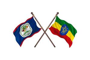 Belize versus Ethiopia Two Country Flags photo