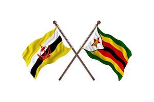 Brunei versus Zimbabwe Two Country Flags photo