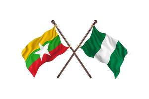 Burma versus Nigeria Two Country Flags photo