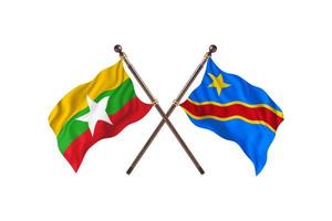 Burma versus Democratic Republic Congo Two Country Flags photo