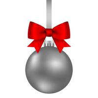 Red Christmas ball on a ribbon with a beautiful bow isolated on white vector