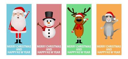 Santa Claus, Christmas reindeer with a snowman and a mouse vector