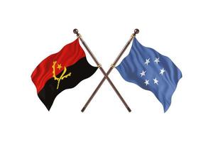 Angola versus Micronesia Two Country Flags photo