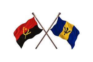 Angola versus Barbados Two Country Flags photo