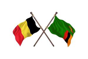 Belgium versus Zambia Two Country Flags photo