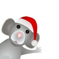 símbolo de ratón gris del nuevo año 2020 en un sombrero de santa claus en un blanco vector