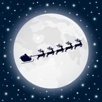 Santa Claus rides in a sleigh of northern reindeer. Christmas landscape vector