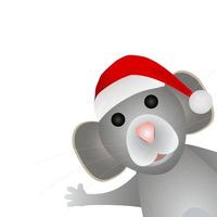 Gray mouse symbol of the new year 2020 in a Santa Claus hat on a white vector