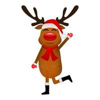 Funny reindeer in a scarf for christmas  dancing isolated on a white background vector