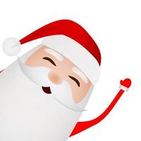 Cartoon funny santa claus waving hand isolated on white vector