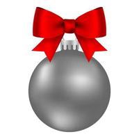 Red Christmas ball on a ribbon with a beautiful bow isolated on white vector