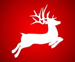 Reindeer is skipping for Christmas. Icon on red vector