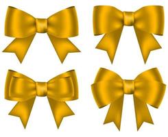 Collection of golden shiny bows for design isolated on white vector