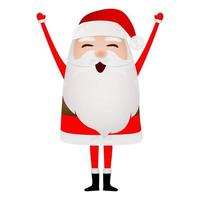 Cartoon funny santa claus and snowman waving hands isolated on white vector