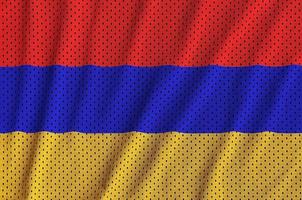 Armenia flag printed on a polyester nylon sportswear mesh fabric photo