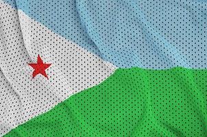 Djibouti flag printed on a polyester nylon sportswear mesh fabri photo