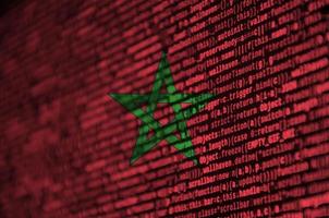Morocco flag is depicted on the screen with the program code. The concept of modern technology and site development photo