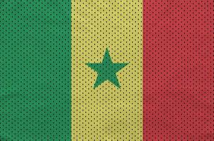 Senegal flag printed on a polyester nylon sportswear mesh fabric photo