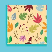 Autumn seamless pattern with different leaves and plants, seasonal colors vector