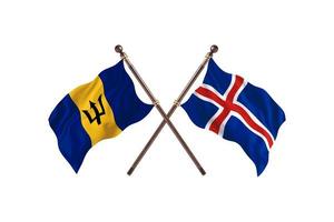 Barbados versus Iceland Two Country Flags photo