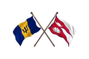 Barbados versus Nepal Two Country Flags photo