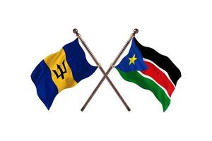 Barbados versus South Sudan Two Country Flags photo