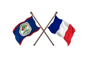 Belize versus France Two Country Flags photo