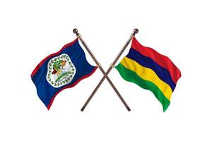 Belize versus Mauritius Two Country Flags photo