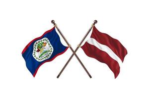 Belize versus Latvia Two Country Flags photo