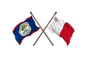 Belize versus Malta Two Country Flags photo