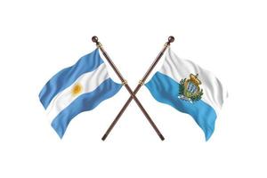 argentina contra san marino dos banderas de pais foto