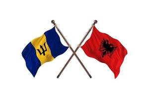 Barbados versus Albania Two Country Flags photo