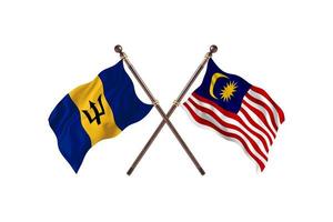 Barbados versus Malaysia Two Country Flags photo