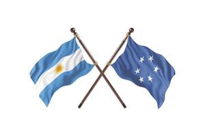 argentina contra micronesia dos banderas de pais foto