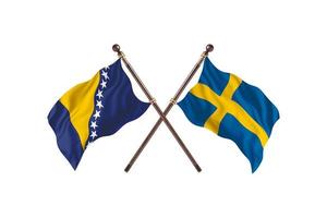 Bosnia versus Sweden Two Country Flags photo