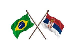 brasil contra serbia dos banderas de países foto