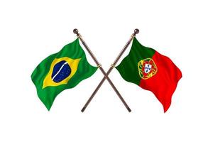 Brazil versus Portugal Two Country Flags photo