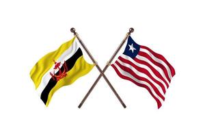 Brunei versus Liberia Two Country Flags photo