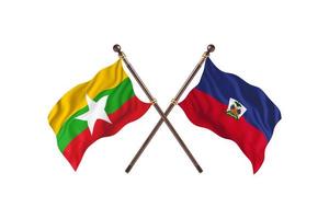 Burma versus Haiti Two Country Flags photo