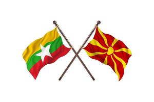 Burma versus Macedonia Two Country Flags photo