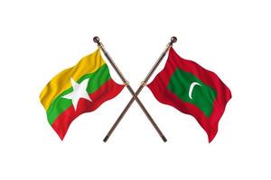 Burma versus Maldives Two Country Flags photo