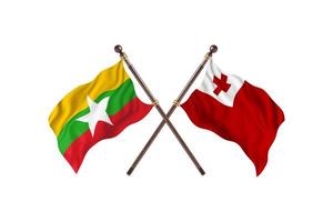 Burma versus Tonga Two Country Flags photo