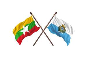 Burma versus San Marino Two Country Flags photo