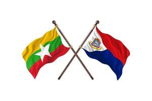 Burma versus Sint Maarten Two Country Flags photo