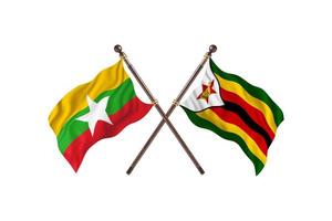 Burma versus Zimbabwe Two Country Flags photo