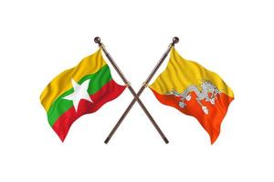 Burma versus Bhutan Two Country Flags photo