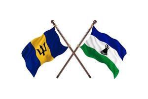 Barbados versus Lesotho Two Country Flags photo