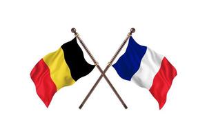 Belgium versus France Two Country Flags photo