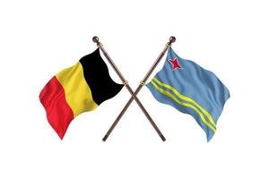 Belgium versus Aruba Two Country Flags photo