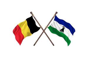 Belgium versus Lesotho Two Country Flags photo